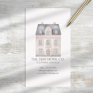 Carte De Visite Services de nettoyage de maison Minimal Rose Gris