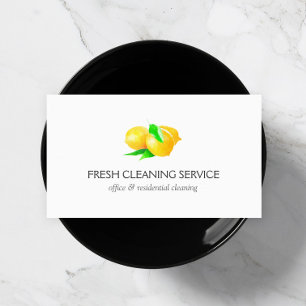 Carte De Visite Services de nettoyage des citrons d'aquarelle blan