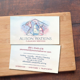 Carte De Visite Services de nettoyage - Design de style aquarelle 