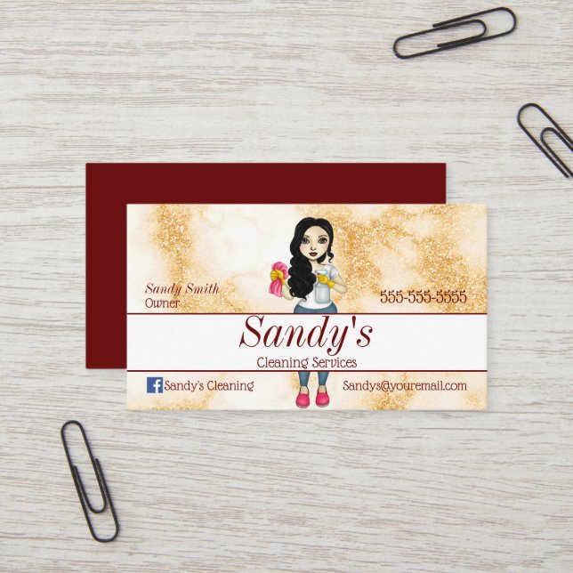 Carte De Visite Services de nettoyage du marbre d'or (Devant/Arrière en situation)