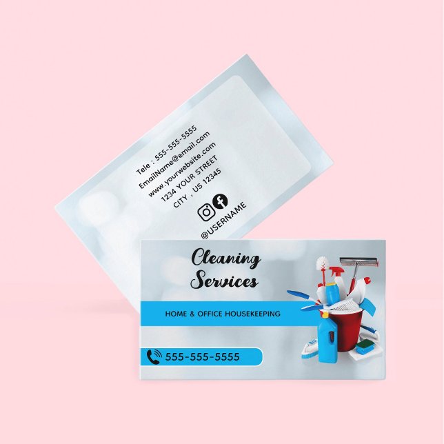 Carte De Visite Services de nettoyage et de ménage de la maison Pr (Premium House Cleaning & Maid Services Business Card)