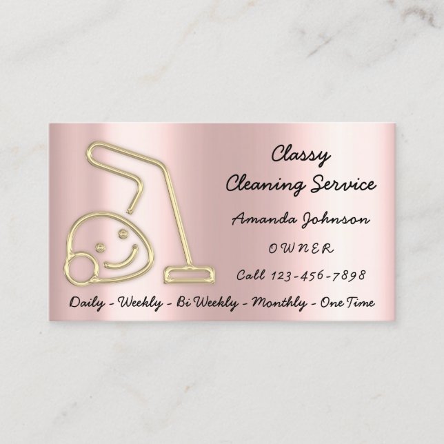 Carte De Visite Services de nettoyage Gold Classy Nettoyant à vide (Devant)