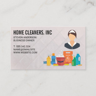 Carte De Visite Services de nettoyage   Logo de la femme de ménage
