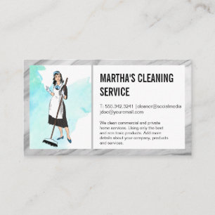 Carte De Visite Services de nettoyage   Maid avec chambre