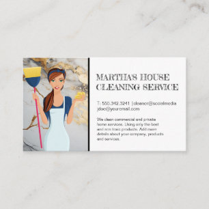Carte De Visite Services de nettoyage   Maid avec chambre