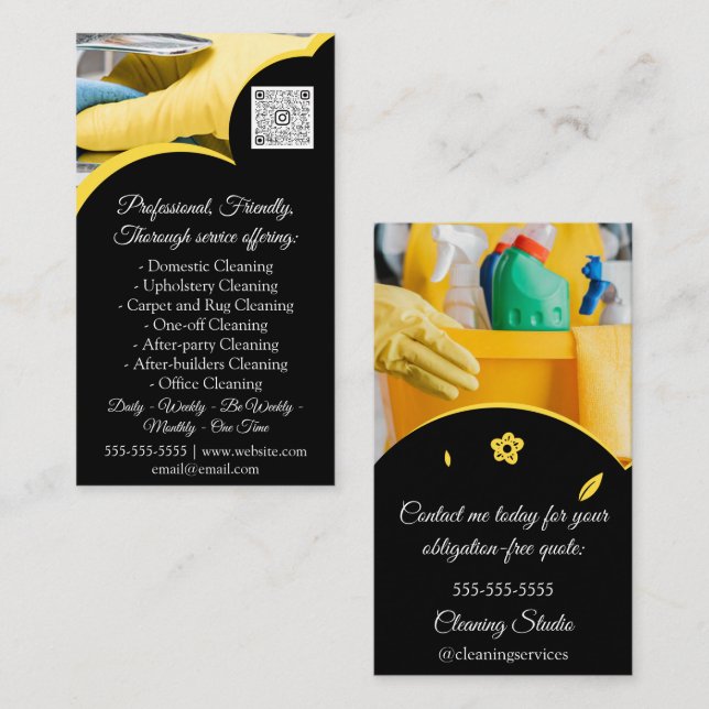 Carte De Visite Services de nettoyage Maison de conservation QRCod (Devant / Derrière)