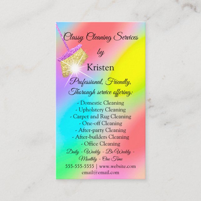 Carte De Visite Services de nettoyage Maison de maintien du logo Q (Devant)