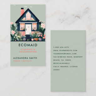 Carte De Visite Services de nettoyage Ménage Scandi House Floral