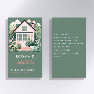Carte De Visite Services de nettoyage Ménage Scandi House Green