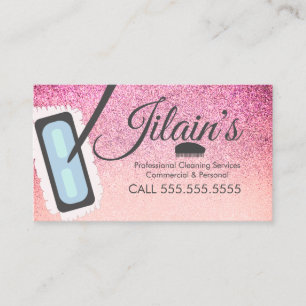 Carte De Visite Services de nettoyage Mop Bulles Paillettes
