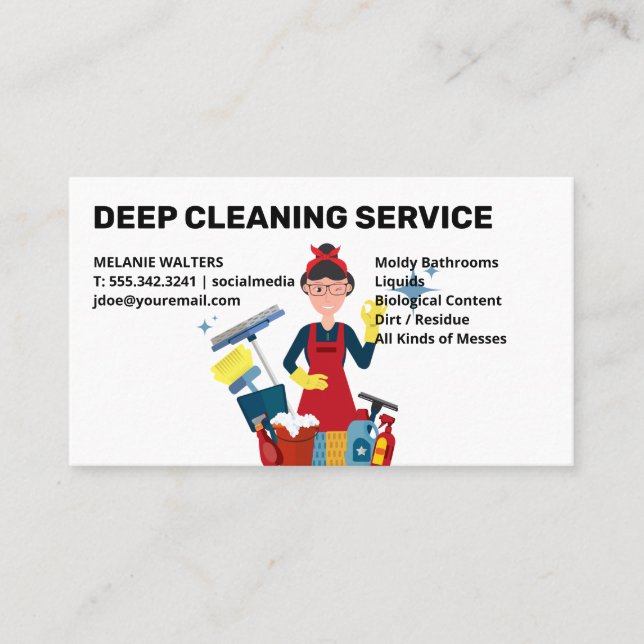 Carte De Visite Services de nettoyage | Nettoyage domestique avec  (Devant)