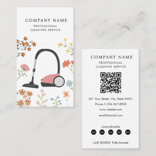 Carte De Visite Services de nettoyage par aspirateur floral modern
