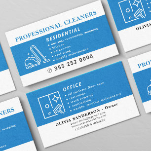 Carte De Visite Services de nettoyage professionnels bleus 