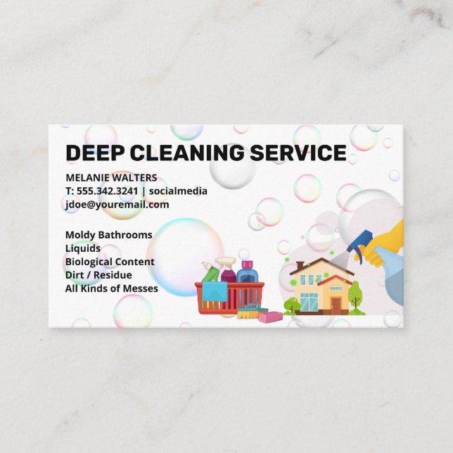 Carte De Visite Services de nettoyage | Pulvérisateur | Bulles (Devant)