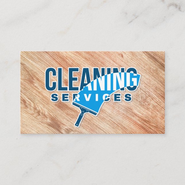 Carte De Visite Services de nettoyage | Squeegee | Bois (Devant)