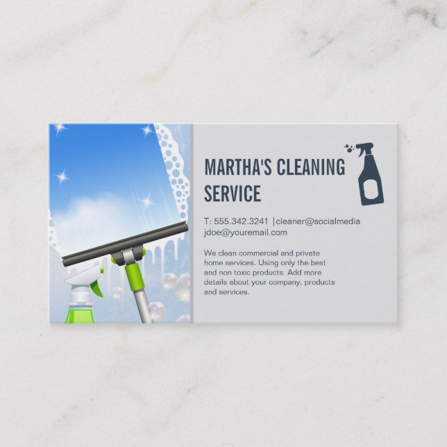 Carte De Visite Services de nettoyage | Squeegee de fenêtre et sav (Devant)