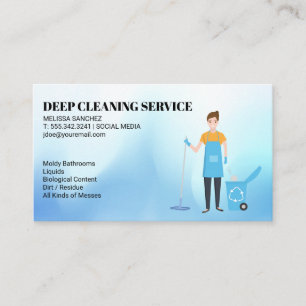 Carte De Visite Services de nettoyage   Une femme en train de fair