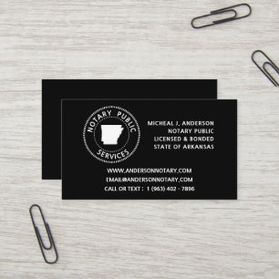 Carte De Visite Services de notaire public de l'Arkansas