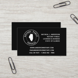 Carte De Visite Services de notaire public de l'Illinois