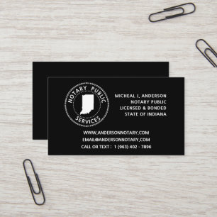 Carte De Visite Services de notaire public de l'Indiana