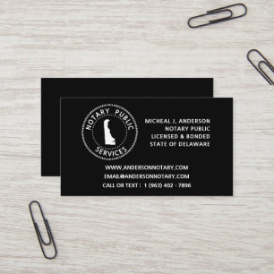 Carte De Visite Services de notaire public du Delaware