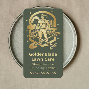 Carte De Visite Services de paysagisme d'entretien de pelouse Vert
