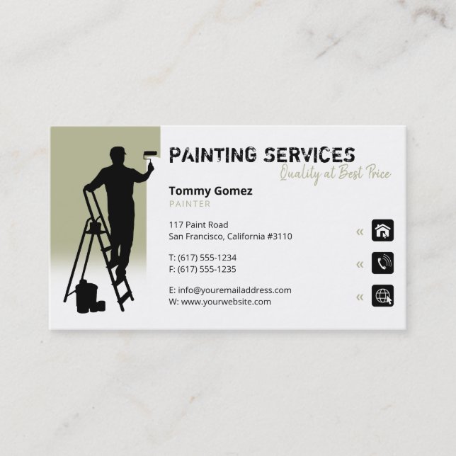 Carte De Visite Services de peinture | Peintre au travail (Devant)