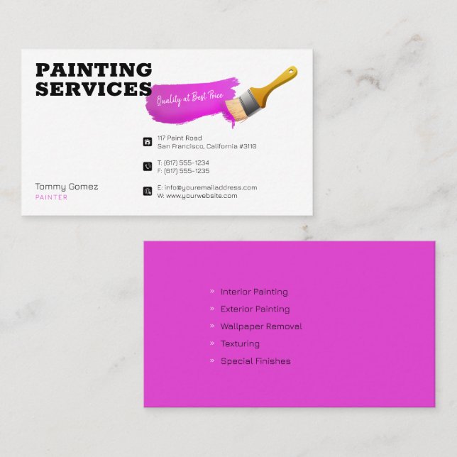 Carte De Visite Services de peinture | Peintre au travail (Devant / Derrière)