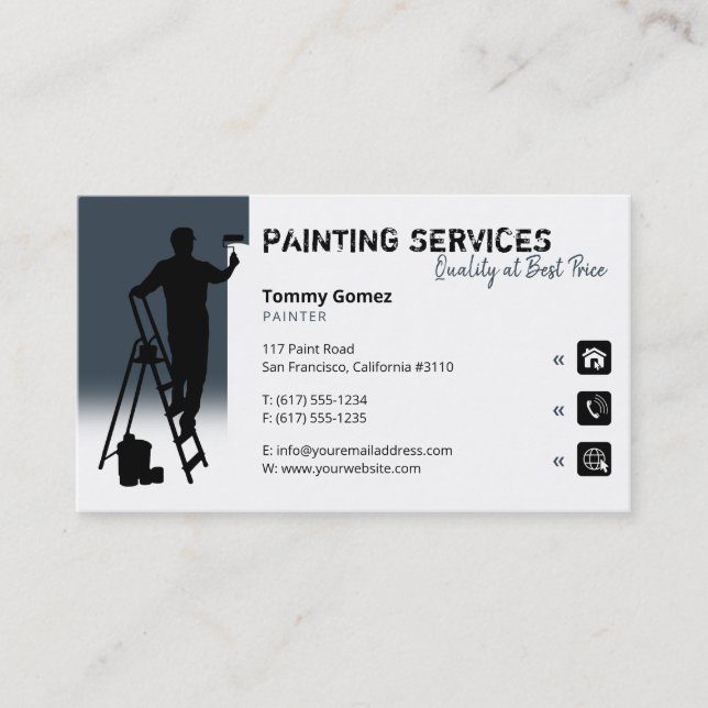 Carte De Visite Services de peinture | Peintre au travail (Devant)