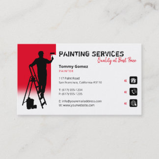 Carte De Visite Services de peinture | Peintre au travail Rouge
