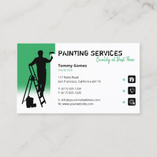 Carte De Visite Services de peinture Peintre au travail vert de