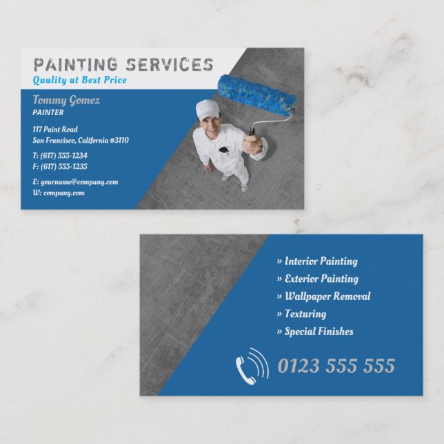 Carte De Visite Services de peinture | Peintres professionnels (Devant / Derrière)
