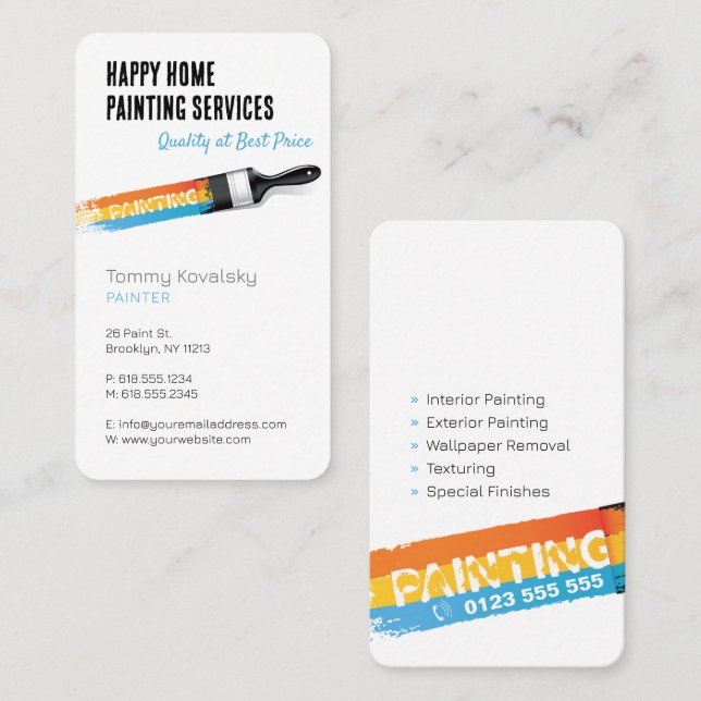 Carte De Visite Services de peinture professionnels | Votre offre (Devant / Derrière)