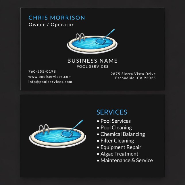 Carte De Visite Services de Piscine Professionnels (Créateur téléchargé)