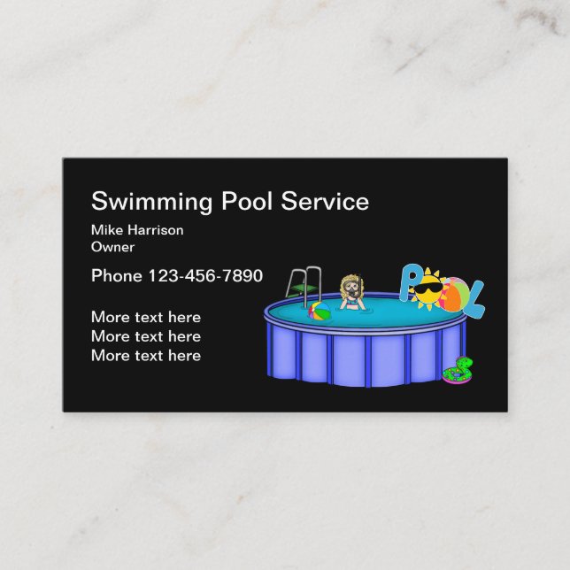 Carte De Visite Services de piscine simple (Devant)