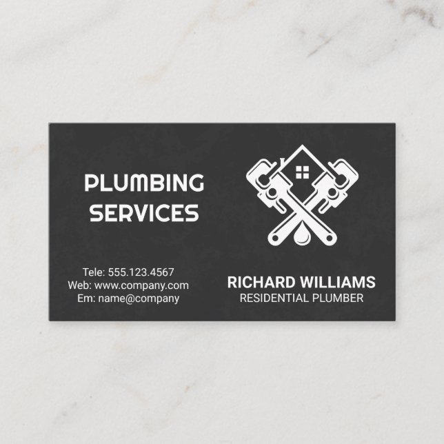 Carte De Visite Services de plomberie | Logo de clé en plombier (Devant)