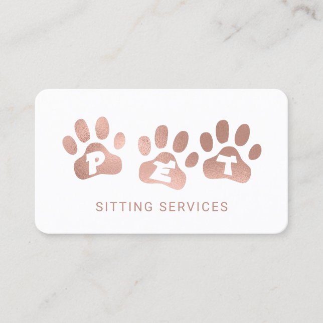 Carte De Visite Services de pose de animaux de compagnie Rose Gold (Devant)