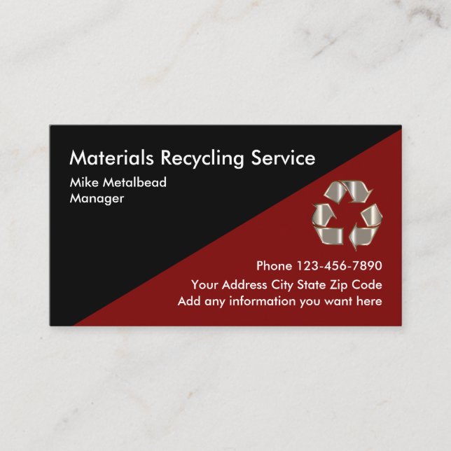 Carte De Visite Services de recyclage des matériaux (Devant)