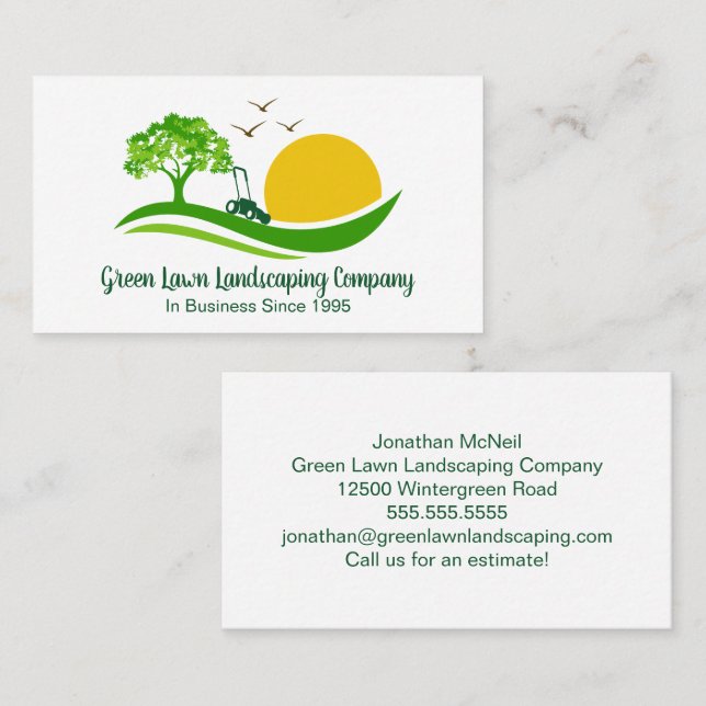 Carte De Visite Services de remorquage de pelouse Mignonne Paysage (Devant / Derrière)