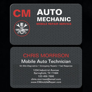 Carte De Visite Services de réparation automobile de mécanicien mo