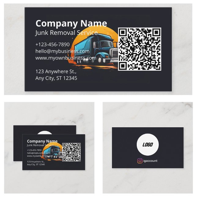Carte De Visite Services de retrait de déchets Logo (Logo Junk Removal Services Business Card
)