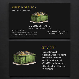 Carte De Visite Services de retrait de déchets professionnels noir
