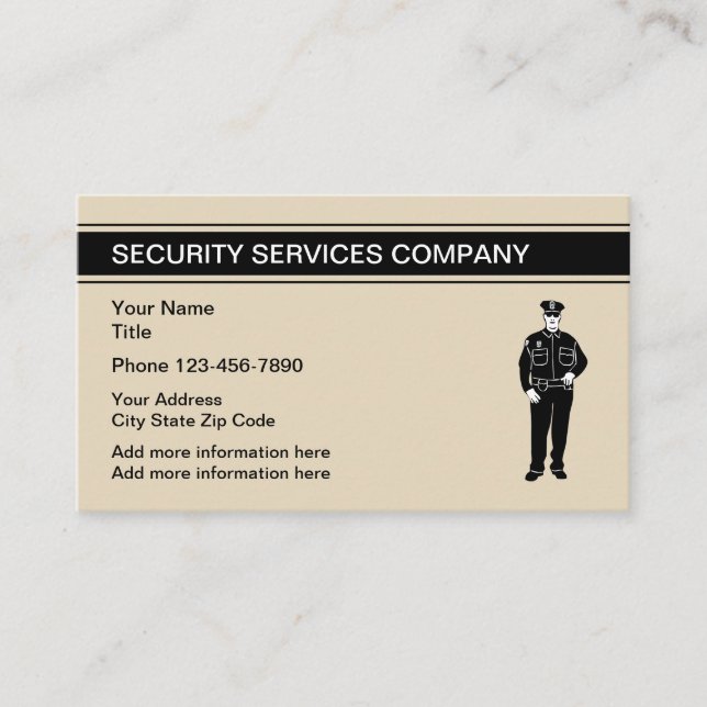 Carte De Visite Services de sécurité simples (Devant)