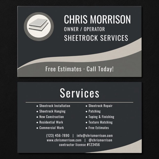 Carte De Visite Services de Sheetrock Professionnel (Créateur téléchargé)