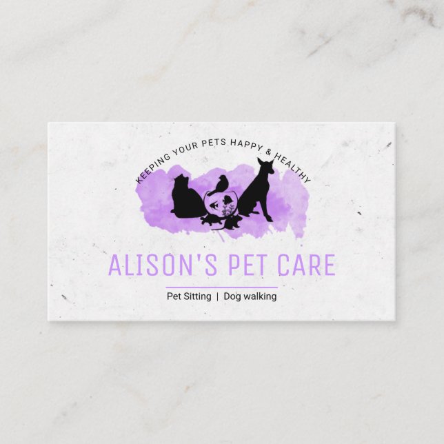Carte De Visite Services de soins aux animaux de compagnie / Servi (Devant)