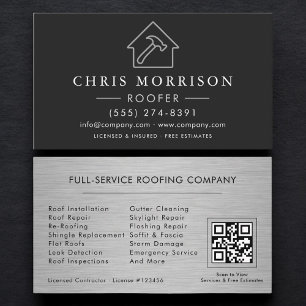 Carte De Visite Services de toiture professionnels Code QR 