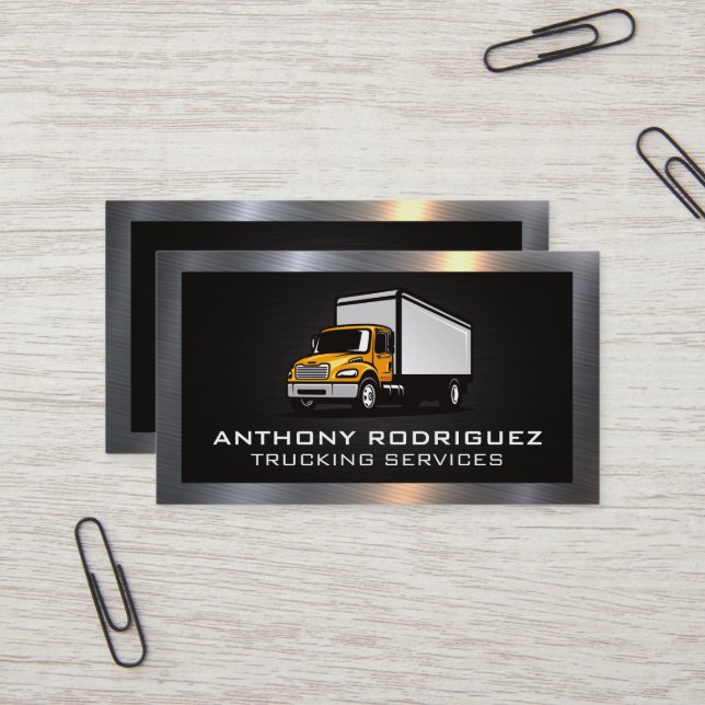 Carte De Visite Services de transport routier | Bordure métallique (Devant/Arrière en situation)