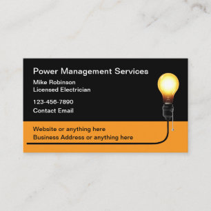 Carte De Visite Services d'électricien moderne et cool