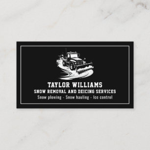 Carte De Visite Services D'Enlèvement De Neige Chauffage Noir Et B