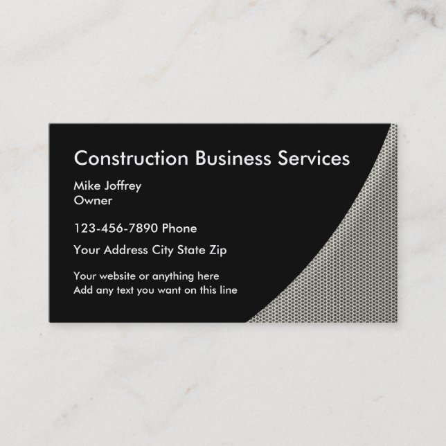 Carte De Visite Services d'entrepreneur en construction (Devant)